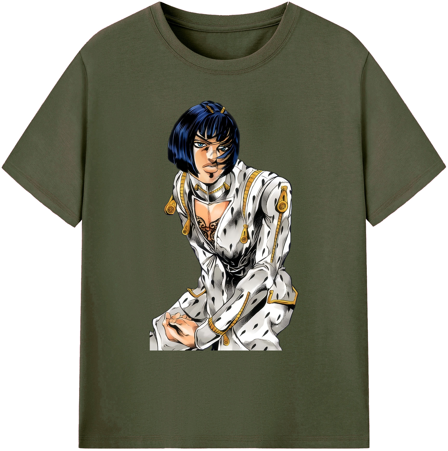 （画像用） ジョジョの奇妙な冒険 ブローノ?ブチャラティ JoJo's Bizarre Adventure Bruno Bucciarati 綿100％ メンズ半袖Tシャツ｜肌触りやわらか＆通気性